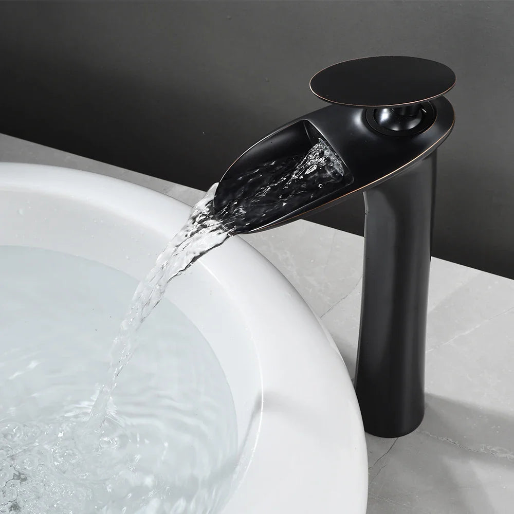 Afralia™ White Waterfall Bathroom Faucet Mixer Tap for Modern Basin, Cold & Hot Water