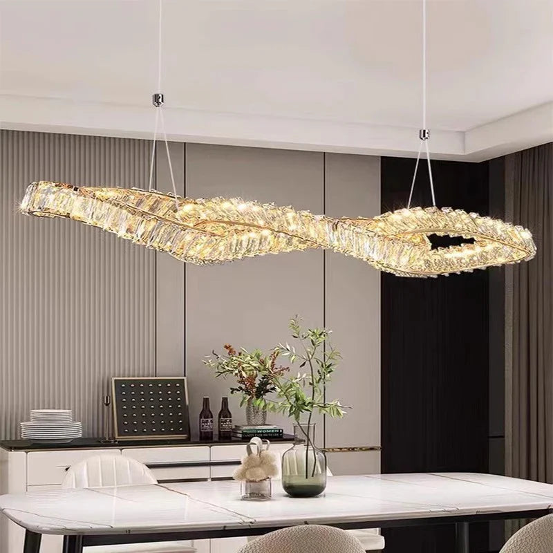 Afralia™ LED Crystal Chandelier for Dining Room Decoration Lighting