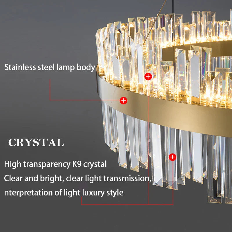 Afralia™ Crystal LED Chandelier: Elegant Gold Lighting for Dining Room