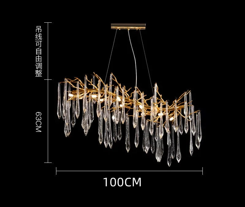 Afralia™ Gold LED Branch Chandelier for Living Room, Bedroom, Hotel - Modern Luxury Aluminum Pendant Light