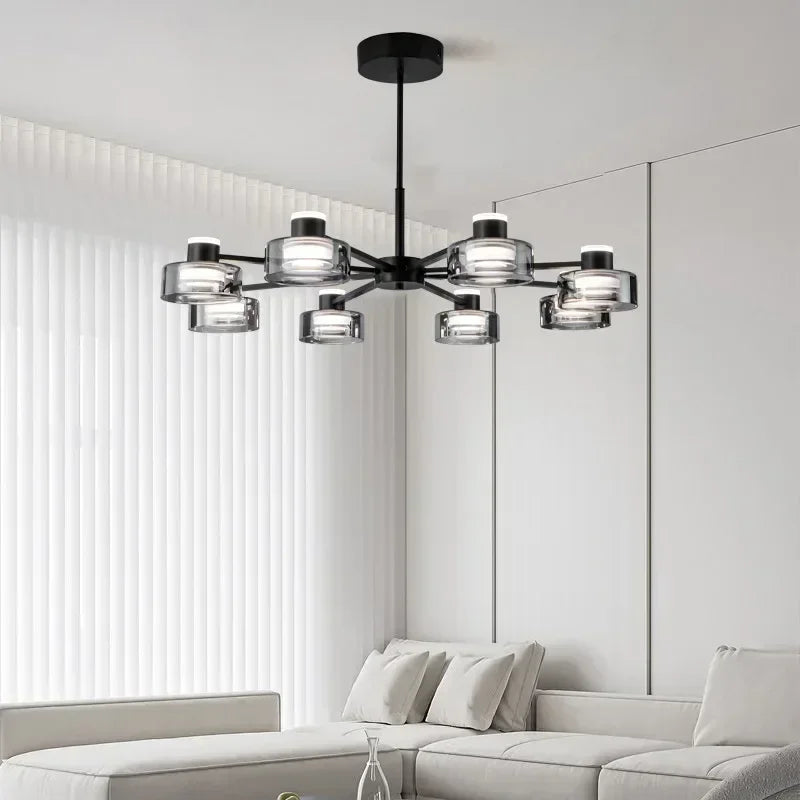 Afralia™ Modern Minimalism Circle Glass Chandelier LED Pendant Lights for Home Decoration