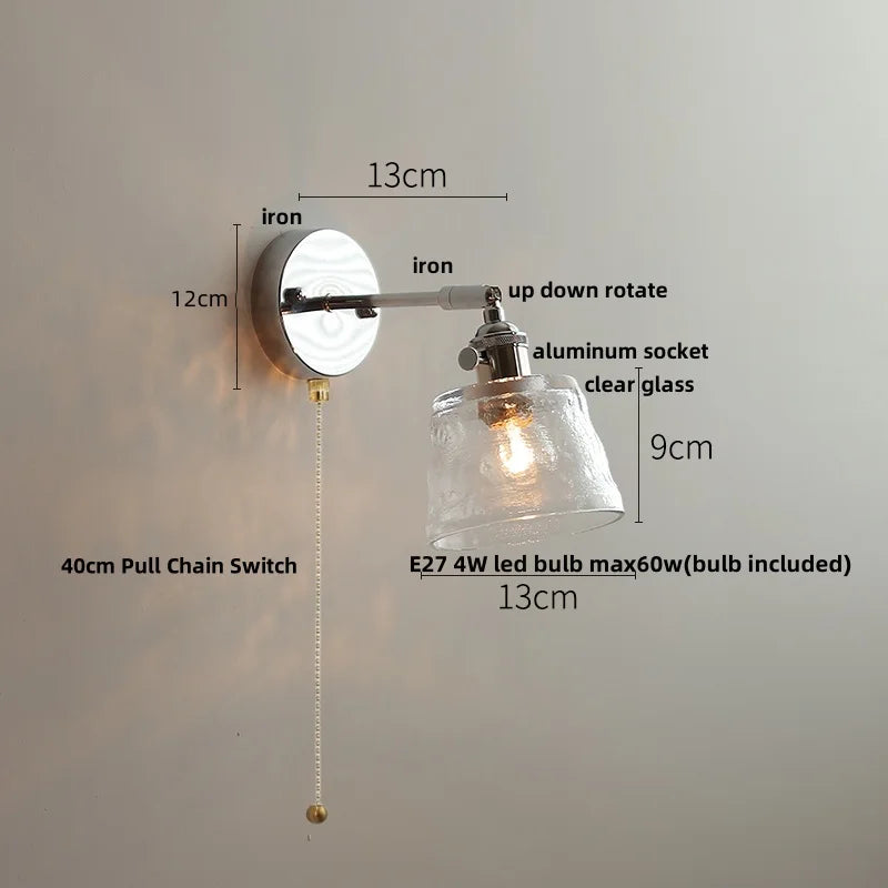 Afralia™ LED Glass Wall Light Fixture Modern Rotate Bedside Lamp Wandlamp