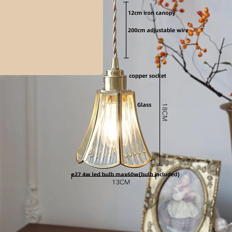 Afralia™ Loft Green Tiffany Glass LED Pendant Lights with Copper Knob Switch