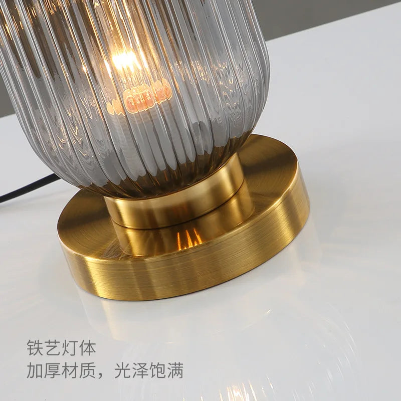 Afralia™ Nordic Glass Gold LED Desk Lamp for Modern Living Spaces