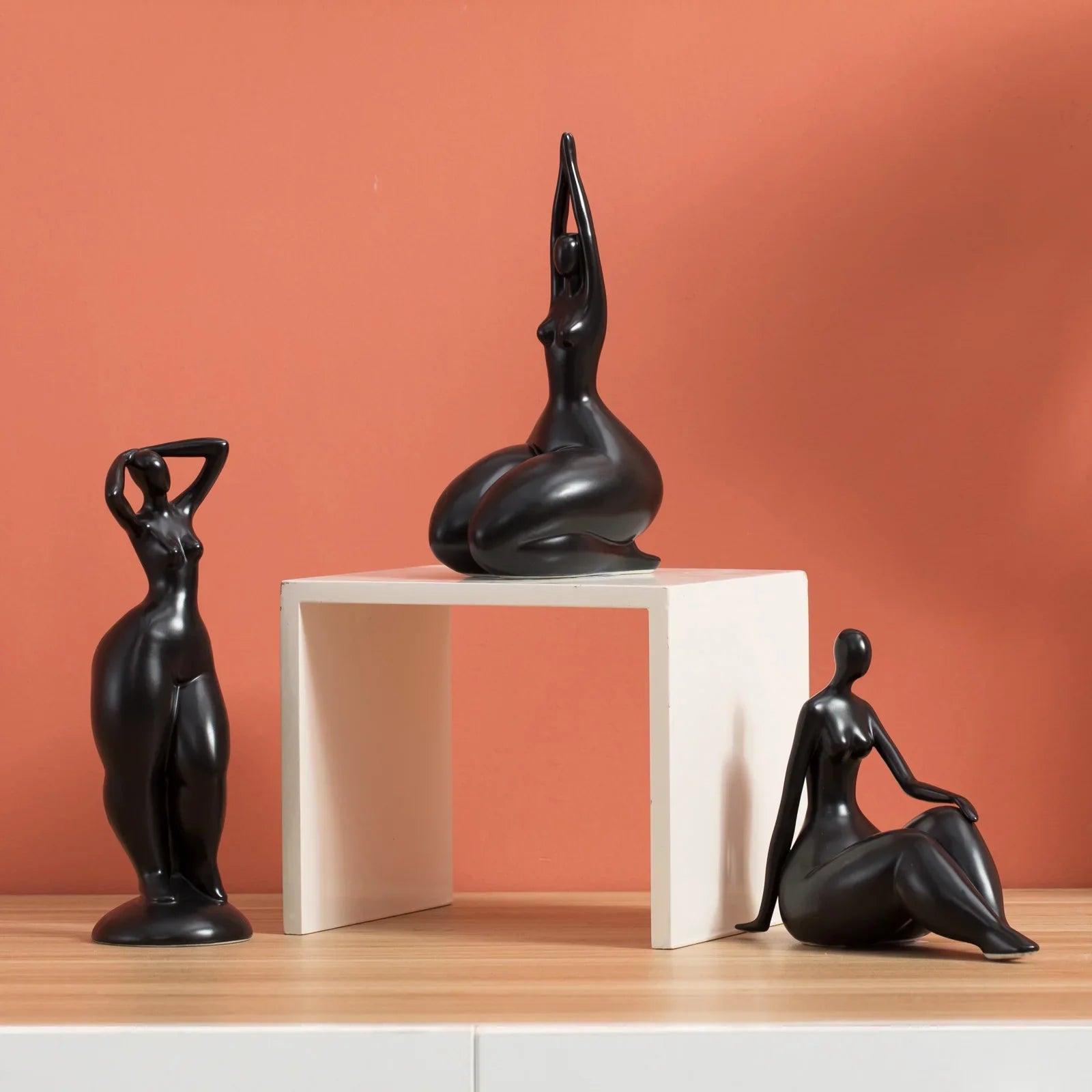 Ceramic Nude Woman Figurine - Afralia™ Home Decor Ornament