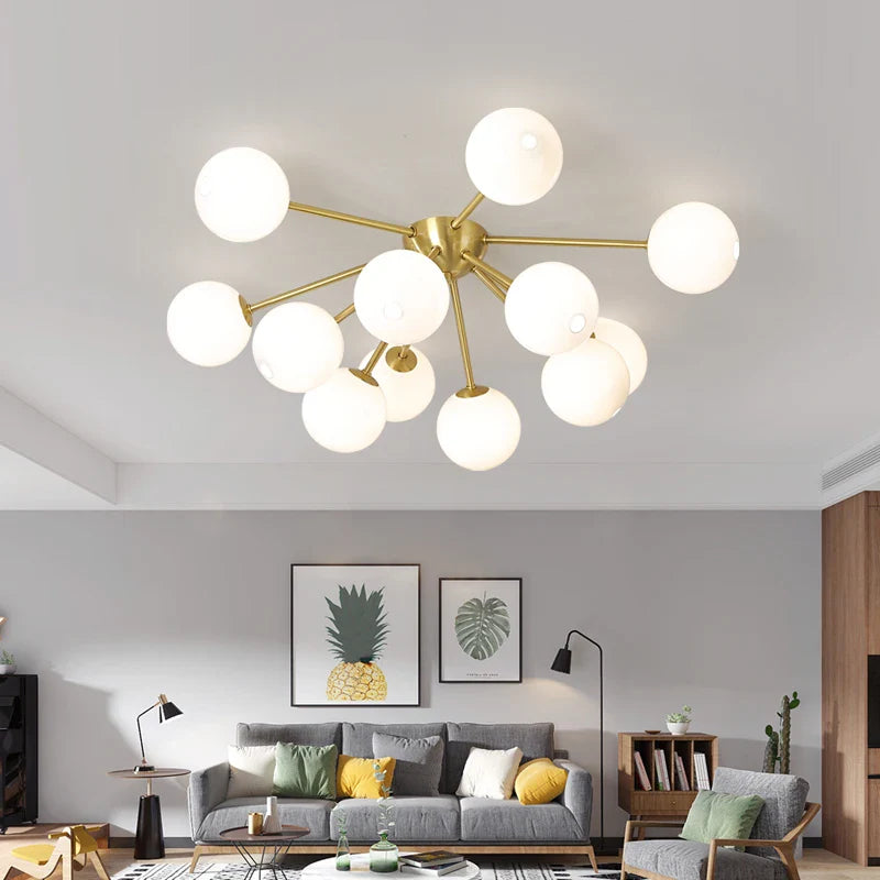 Afralia™ Glass Ball LED Ceiling Chandelier for Modern Living Room and Bedroom Lighting