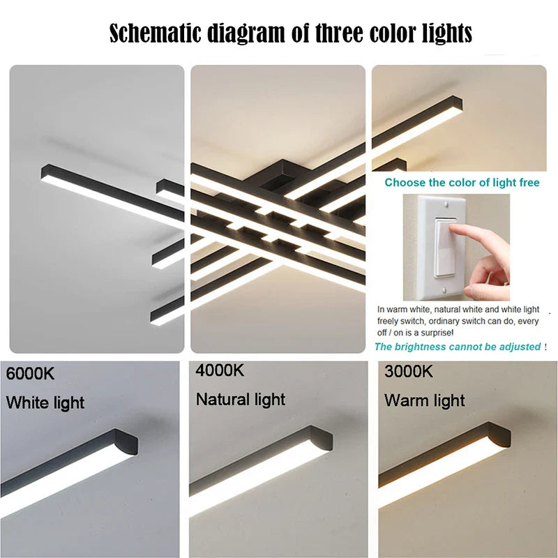 Afralia™ Modern LED Linear Chandelier for Living Room Bedroom Kitchen Study Shop