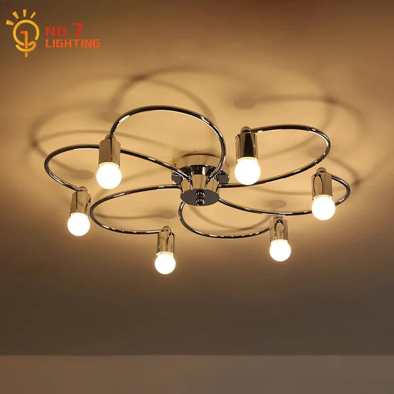 Afralia™ Chrome LED Ceiling Lamp for Living Room Bedroom Study Balcony