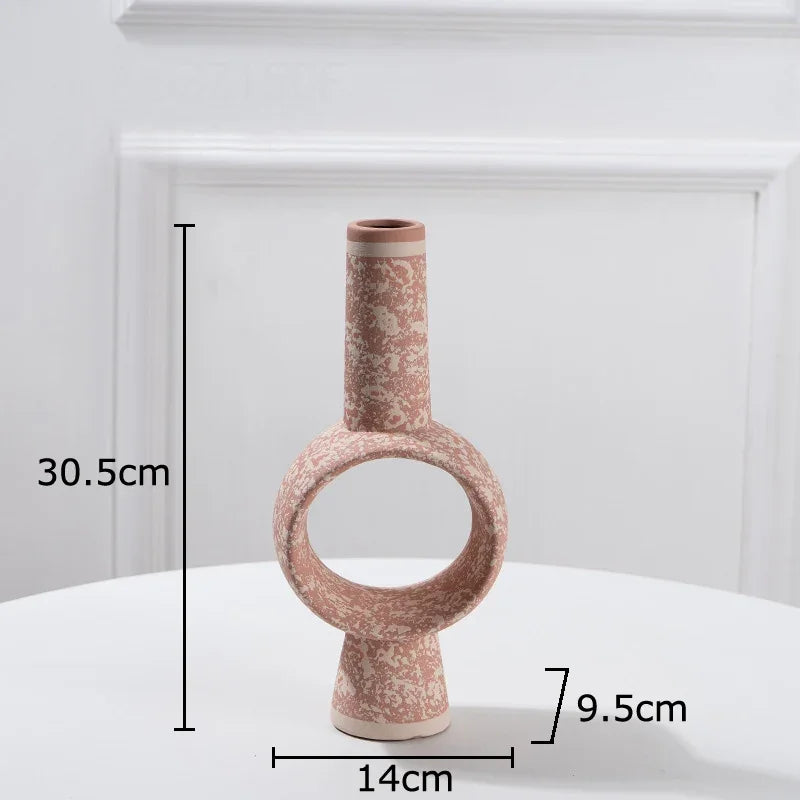 Afralia™ Hollow Ceramic Vase for Desk Decoration and Flower Arrangement