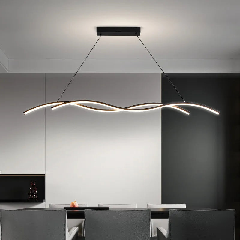 Afralia™ Wave LED Pendant Lights: Modern Chandeliers for Dining Room, Bar, and Home Decor