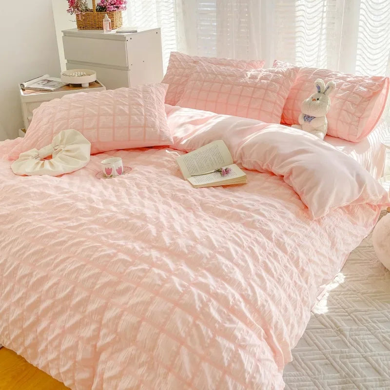 Afralia™ Plush Winter Quilt Set - Cozy Bedding in Solid Colors & Plaid