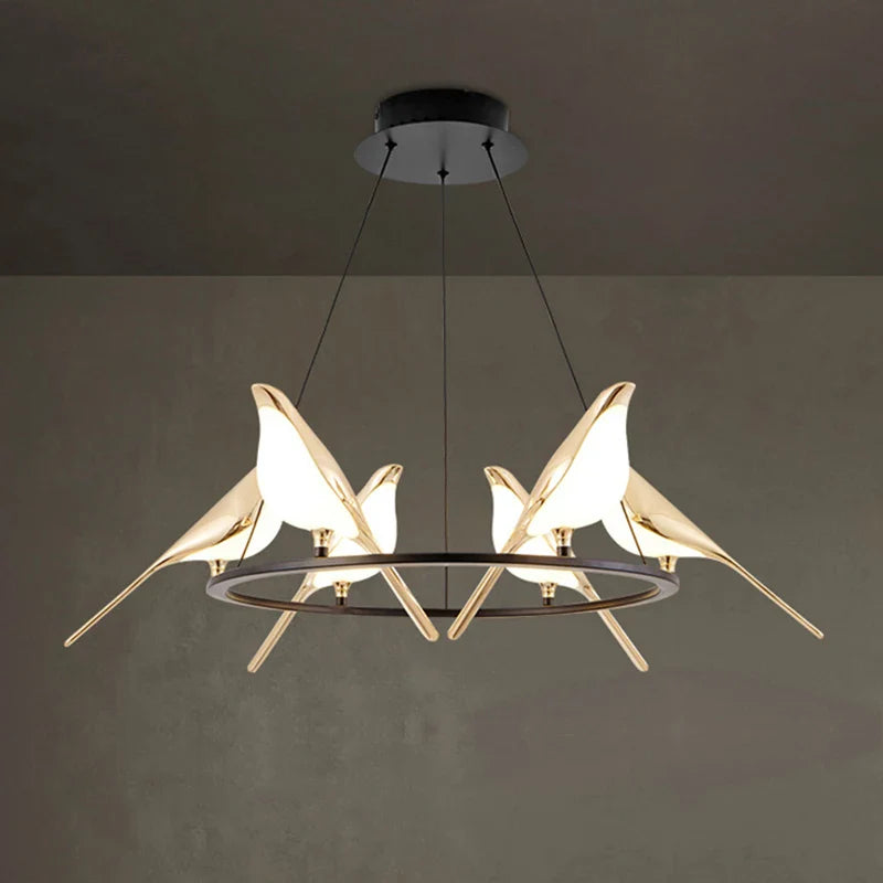 Afralia™ Magpie LED Pendant Chandelier: Nordic Modern Lighting for Home Decor, Living Room, Kitchen.