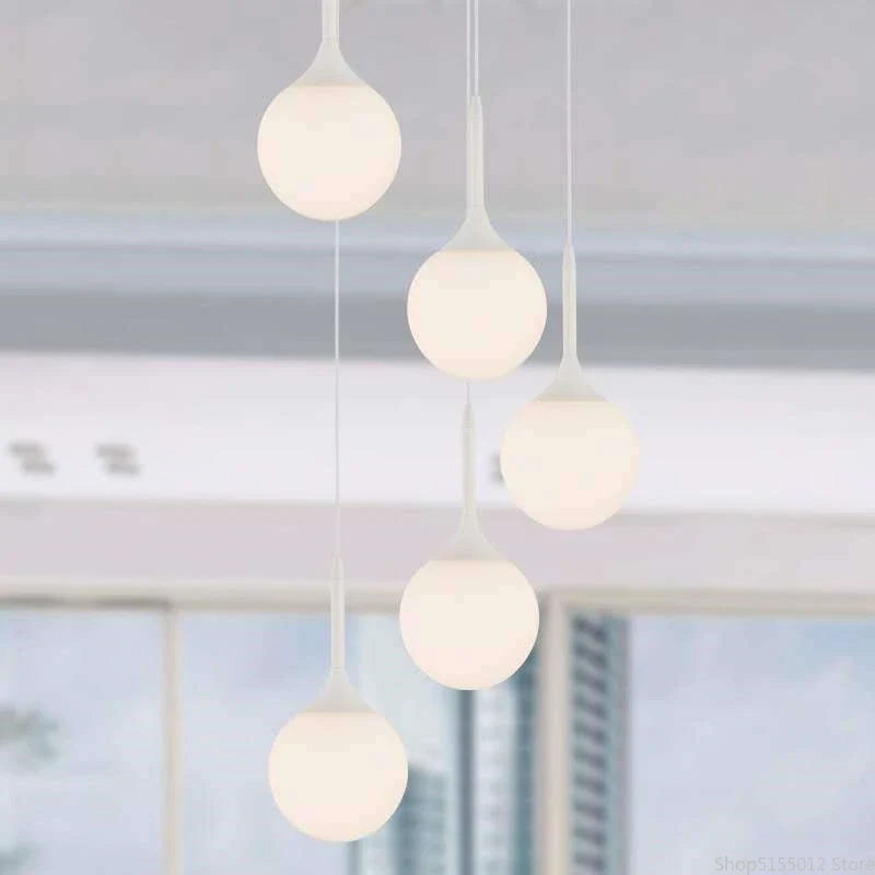 Afralia™ Nordic Glass Ball Pendant Lights LED Chandelier for Living Room & Restaurant