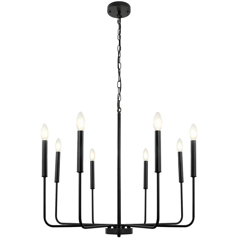 Afralia™ LED Gold & Black Candle Chandelier: Modern American Living Room Hanging Light