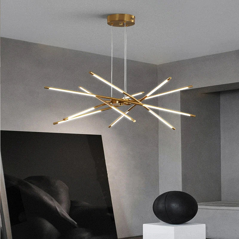 Afralia™ Modern Black Gold Chandelier for Living Dining Room Kitchen Bedroom Home Decor