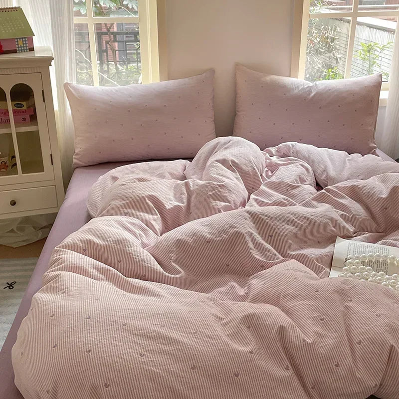 Afralia™ Jacquard Double-Layer Yarn Fitted Sheet Set - Cloud Touch Soft Skin-Friendly Bedroom Decor