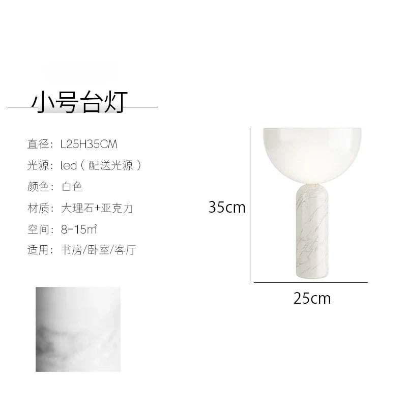 Afralia™ Marble Mushroom Table Lamp LED Minimalist Modern Light Fixtures