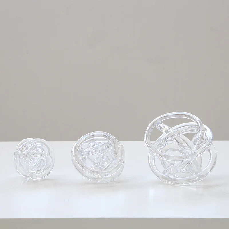 Afralia™ Glass Coil Wound Ball Ornament: Hand-made, Geometric, Transparent, Home Decoration