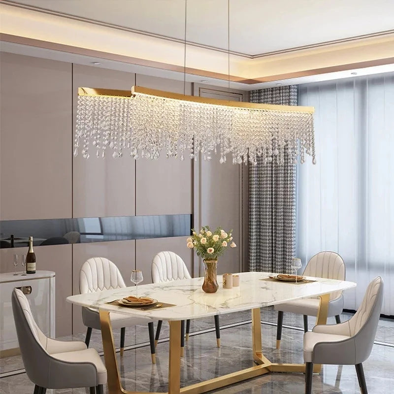 Afralia™ Crystal Chandelier: Modern Living Room Ceiling Light & Kitchen Pendant