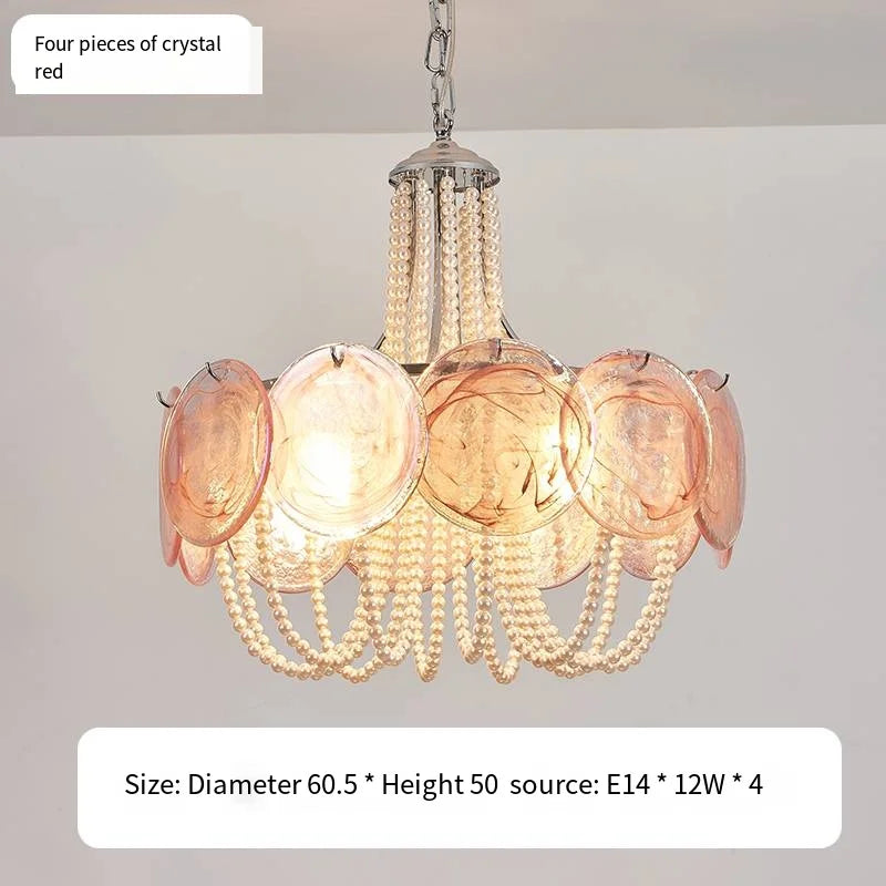 Afralia™ Pink Glass Pearl Chandelier: Modern Pendant Light for Living Room & Bedroom