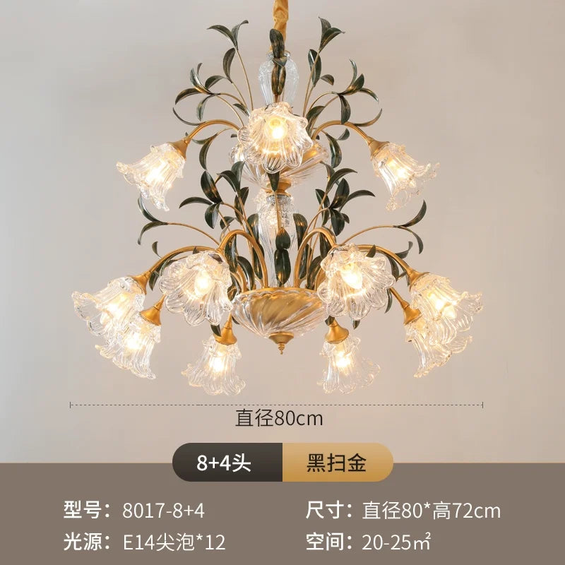 Afralia™ Glass Flower Chandelier: Elegant Retro High-End Lobby Main Light for Home, Restaurant