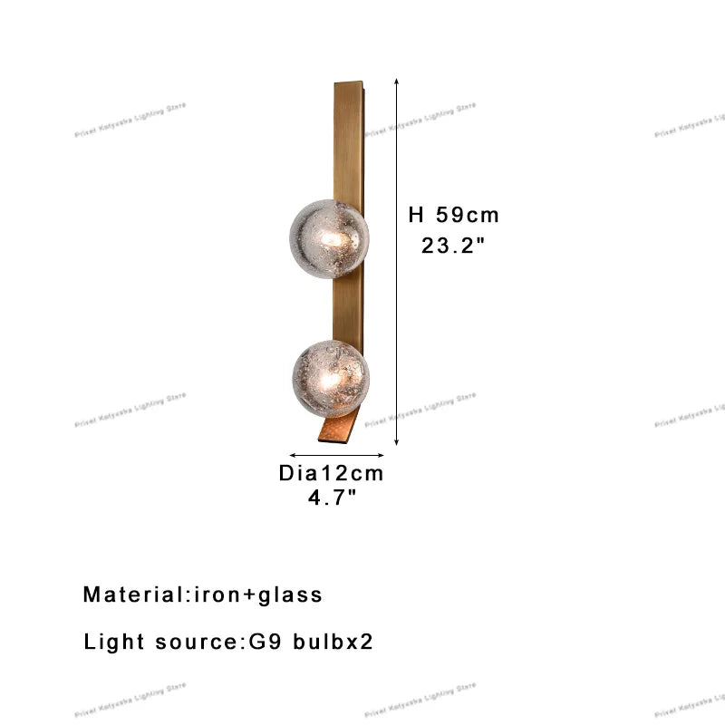 Afralia™ Bronze Bubble Glass Wall Sconce Lamps for Bedroom Bathroom Decor