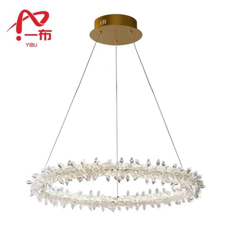 Afralia™ Nordic K9 Crystal Round LED Chandelier for Home, Hotel, & Office