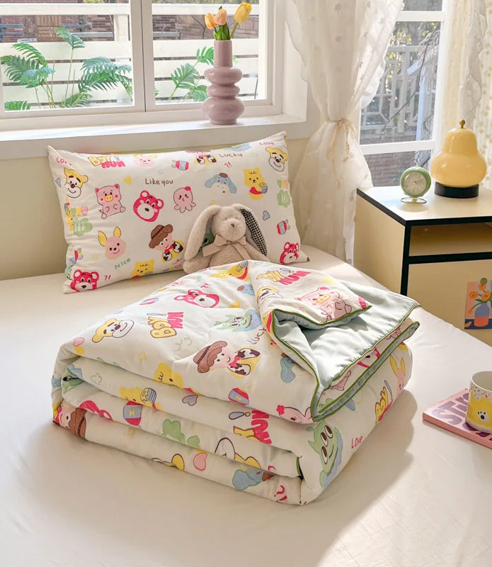 Afralia™ Cartoon Printed Summer Lightweight Cooling Blanket for Kids and Students.