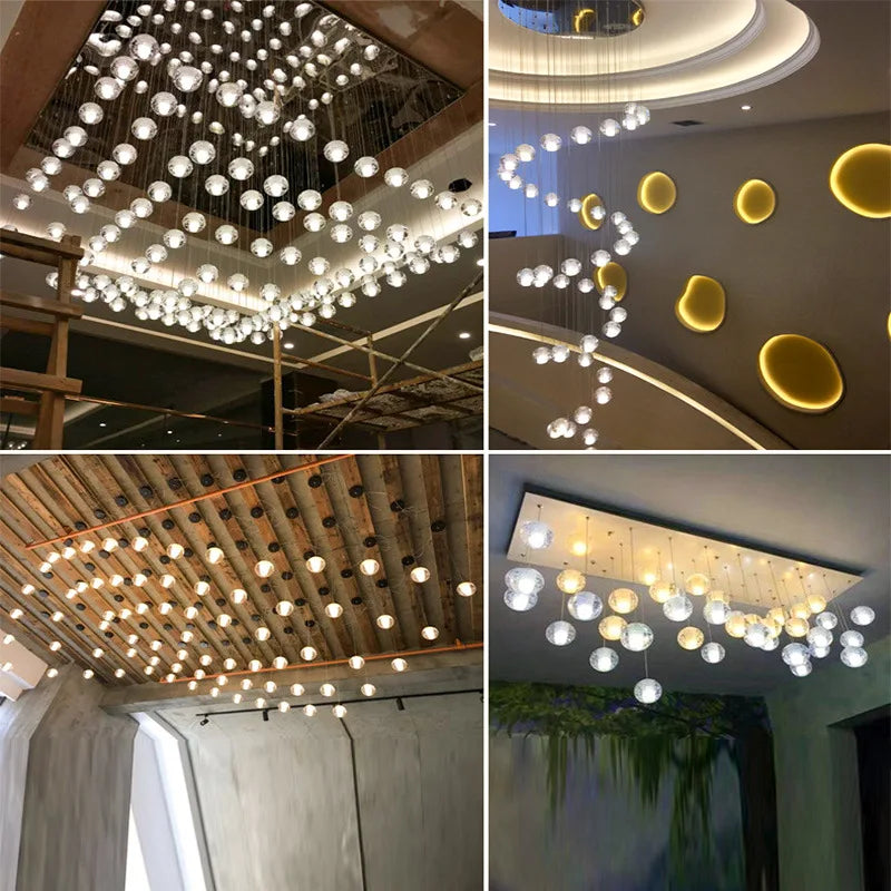 Afralia™ Crystal Ball Chandelier: Stylish Meteor Shower Lighting for Restaurant, Bar, and Home