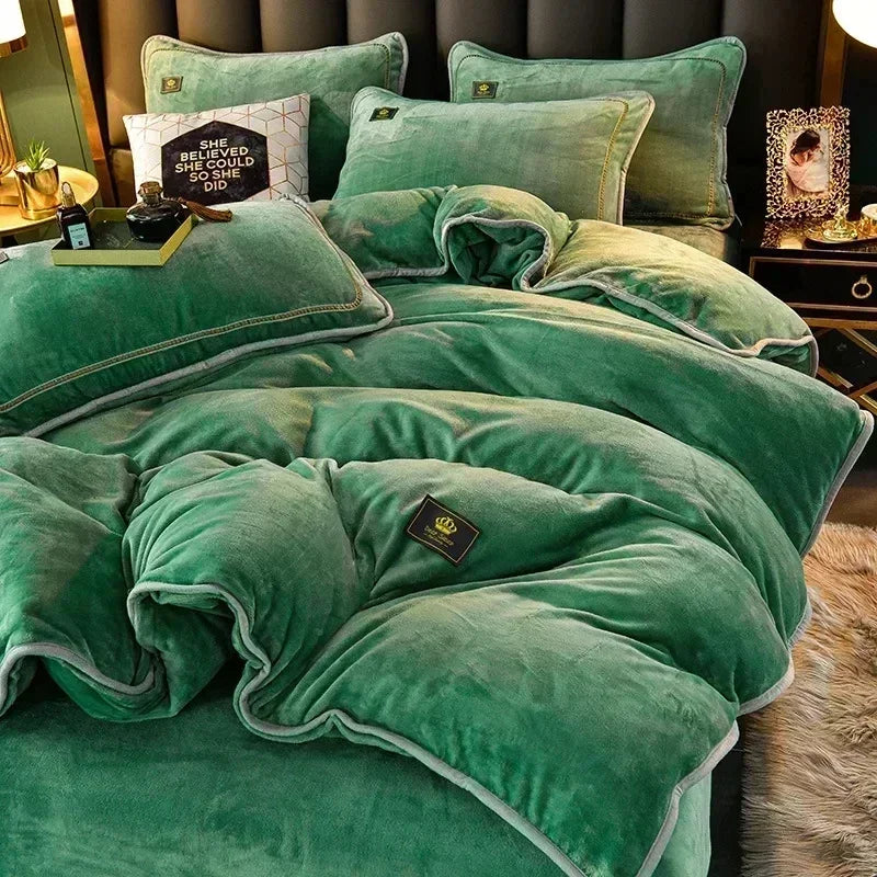 Afralia™ Plush Milk Velvet King Bedding Set for Winter Warmth