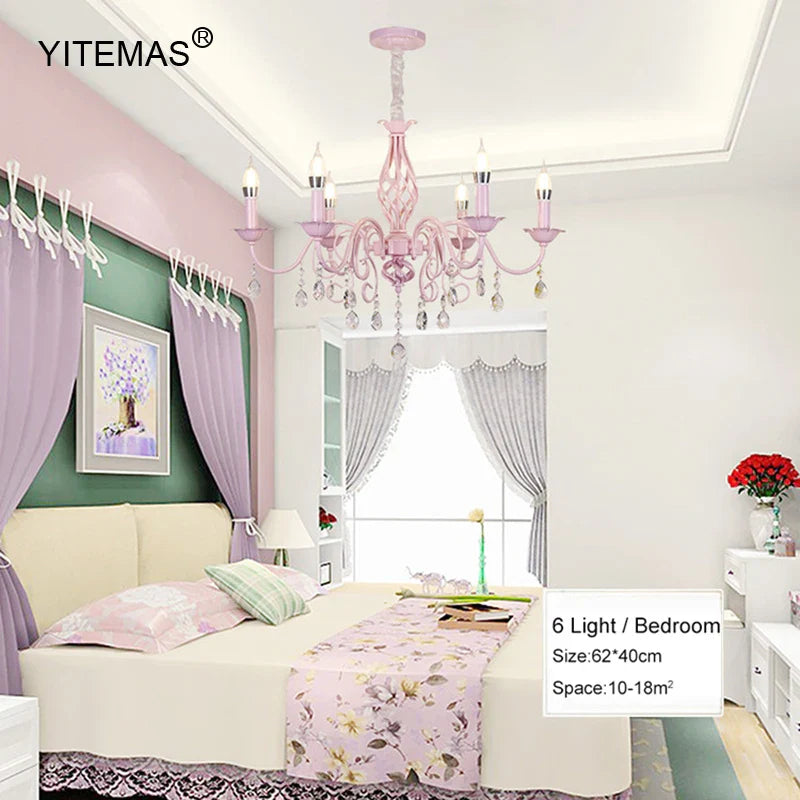 Afralia™ Pink Crystal Chandelier: Stylish Lighting for Kids' Room