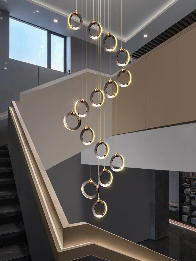 Afralia™ Modern Black Gold Chandelier for Loft Living Room - Luxury Minimalist Lighting