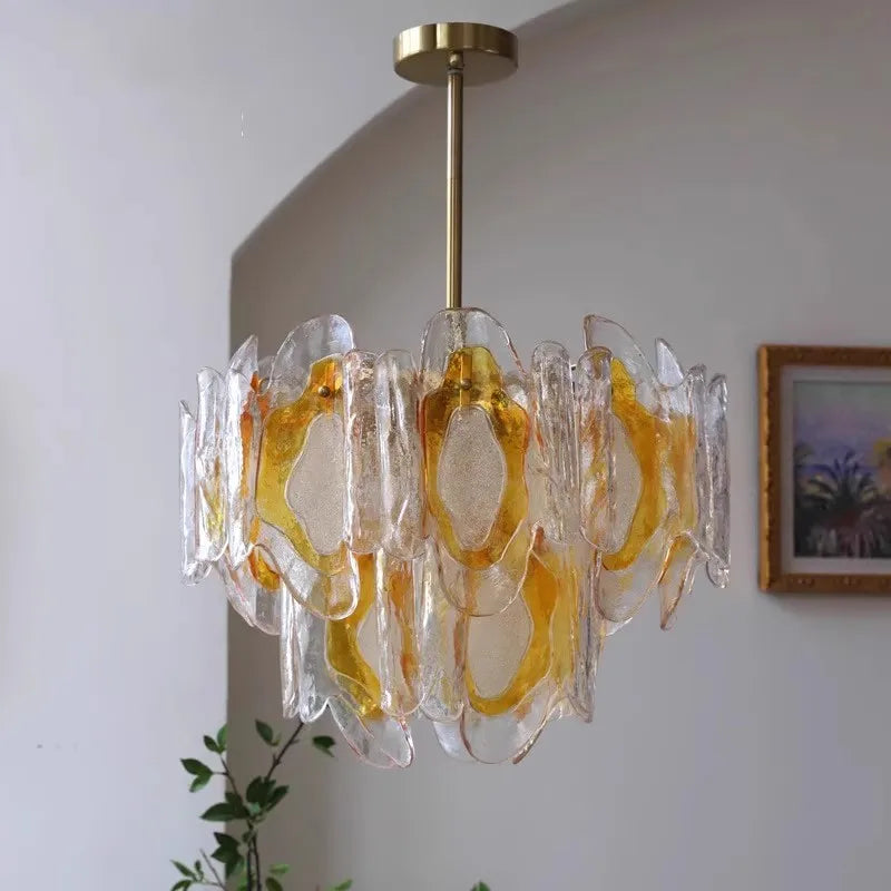 Afralia™ French Amber Glass Chandelier for American Living Spaces