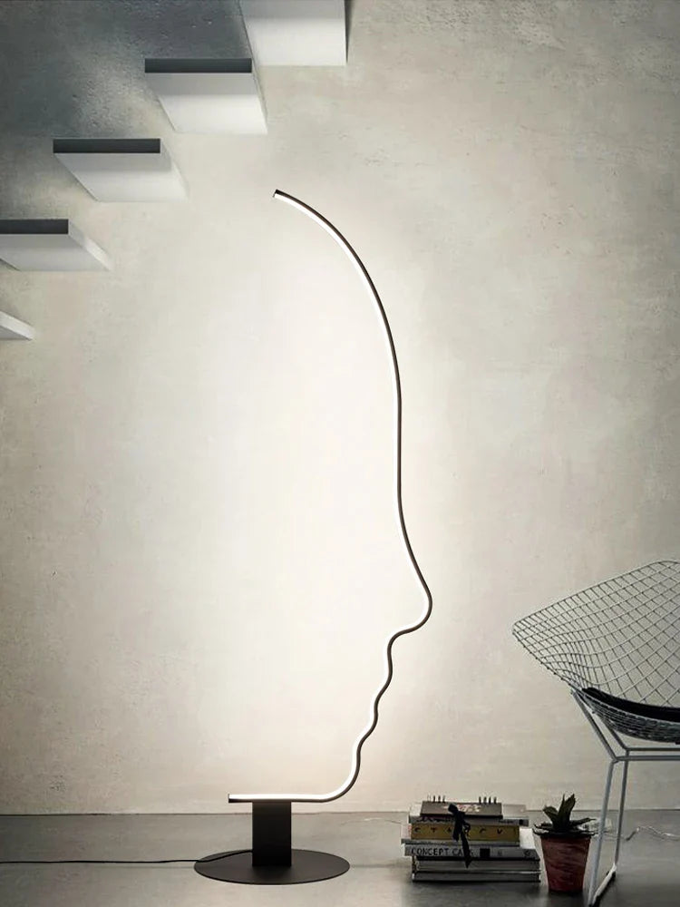 Afralia™ Modern Minimalist Human Face LED Floor Lamp for Living Room and Bedroom
