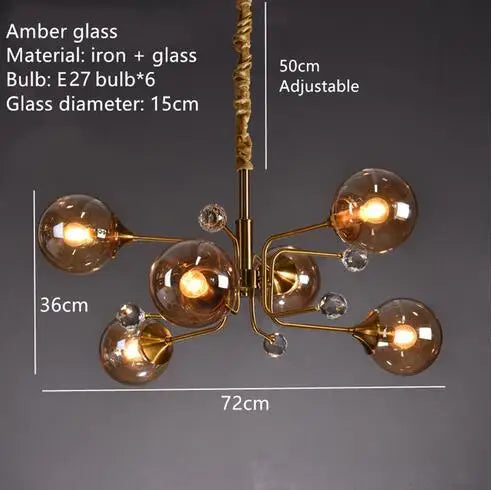 Afralia™ Glass Bubble Chandelier: Vintage Industry Lighting for Living Bedroom Kitchen