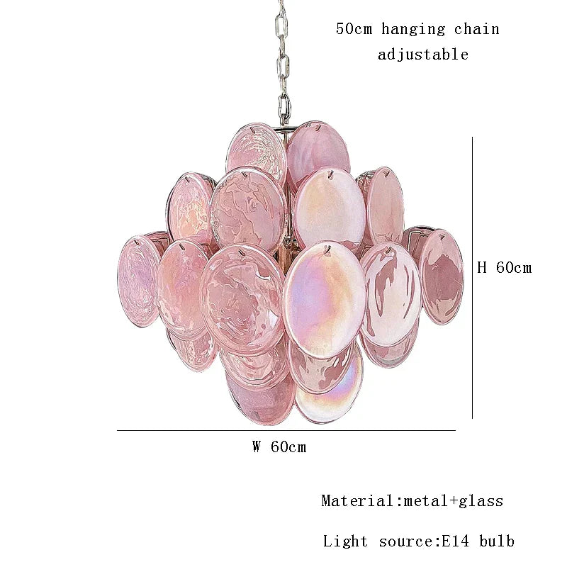 Afralia™ Pink Glass Italian Style Chandelier for Living Room, Dining Room, Girls Room