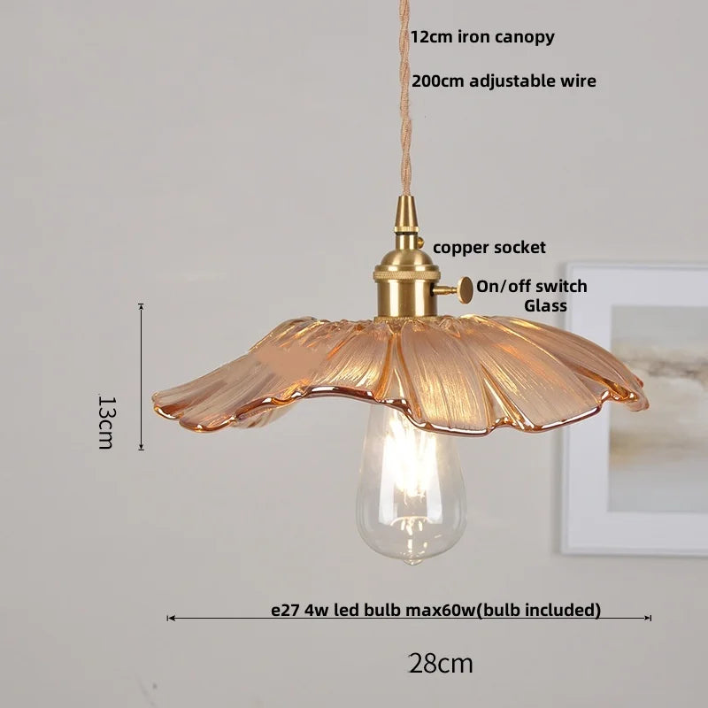 Afralia™ Nordic LED Pendant Light - Clear Glass Brass Switch Dining Room Decor