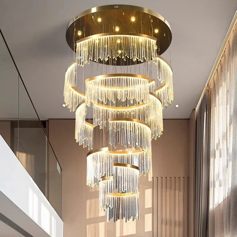 Afralia™ Crystal Chandelier for Modern Living Room, Villa, and Staircase