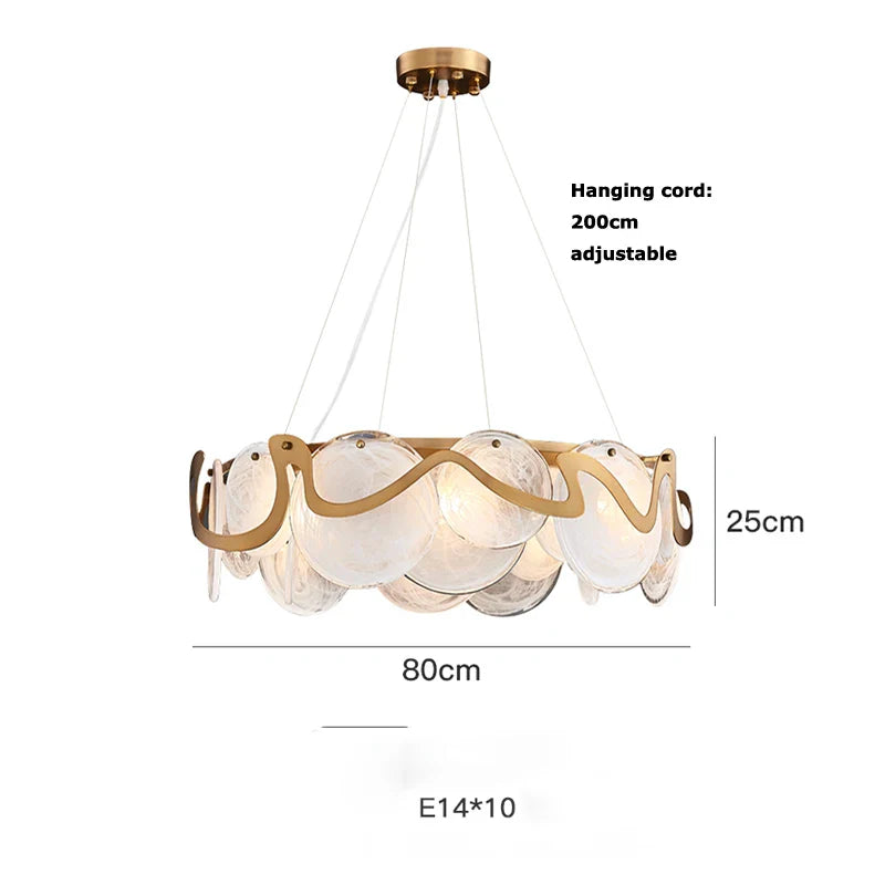Afralia™ Gold Glass LED Chandelier Lighting for Modern Nordic Living Room Decor