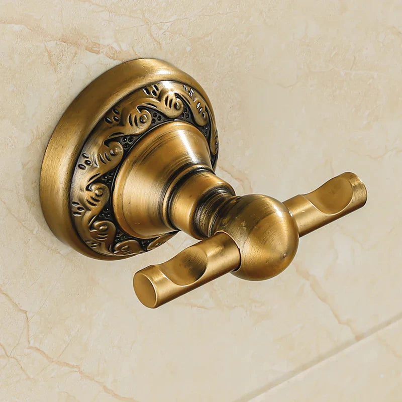 Afralia™ Bathroom Hardware Set: Antique Brass Wall Mounted Accessories for Toilet, Towel, and Robe