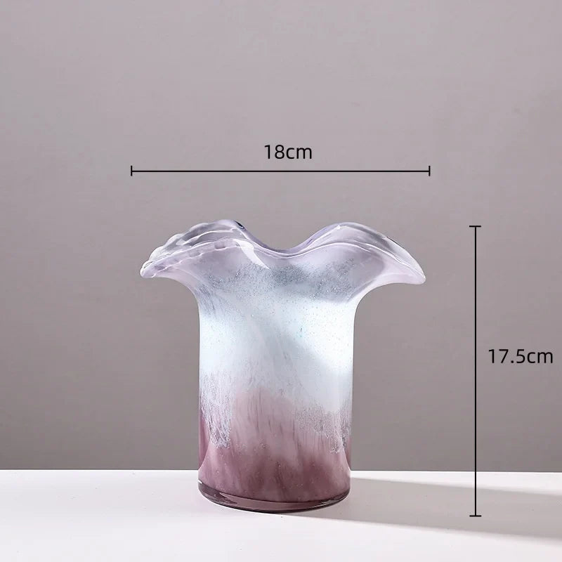 Afralia™ Purple Wave Edge Vase: Gradient Flower Arrangement Home Decor