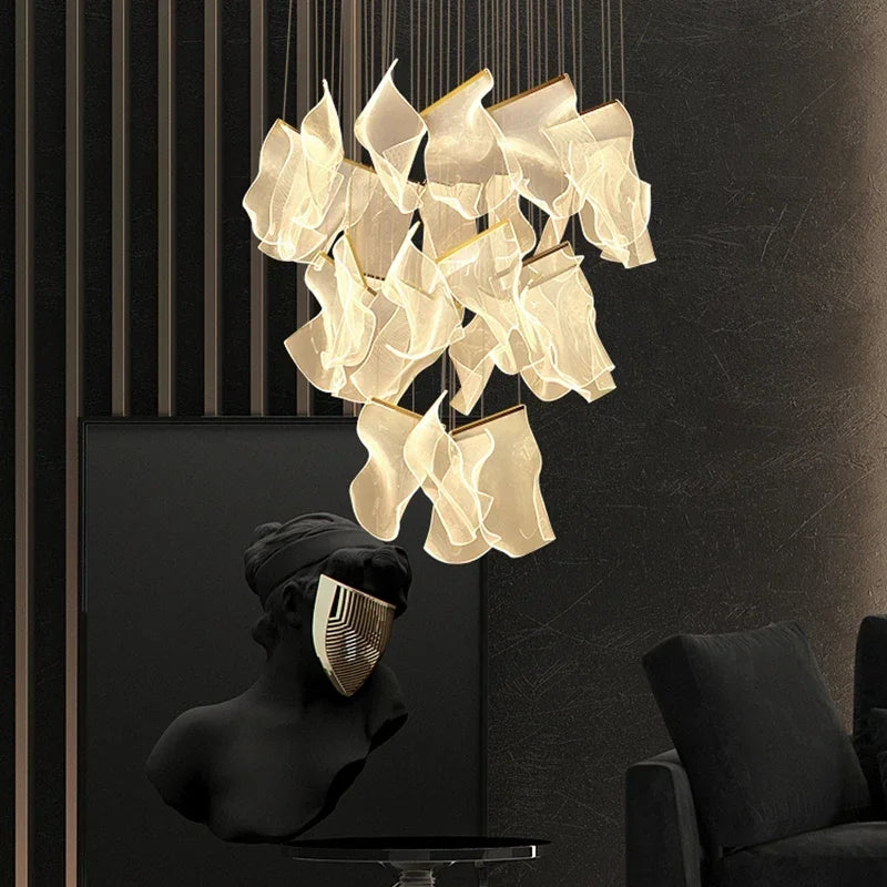 Afralia™ Modern LED Chandelier: Adjustable Hanging Lamp for Dining Living Room Staircase Lighting
