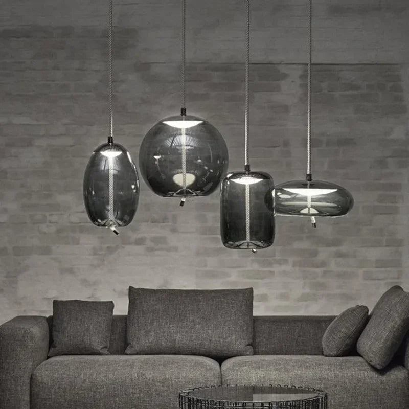 Afralia™ Modern LED Glass Chandelier for Living Room Bedroom Kitchen Pendant Lamp