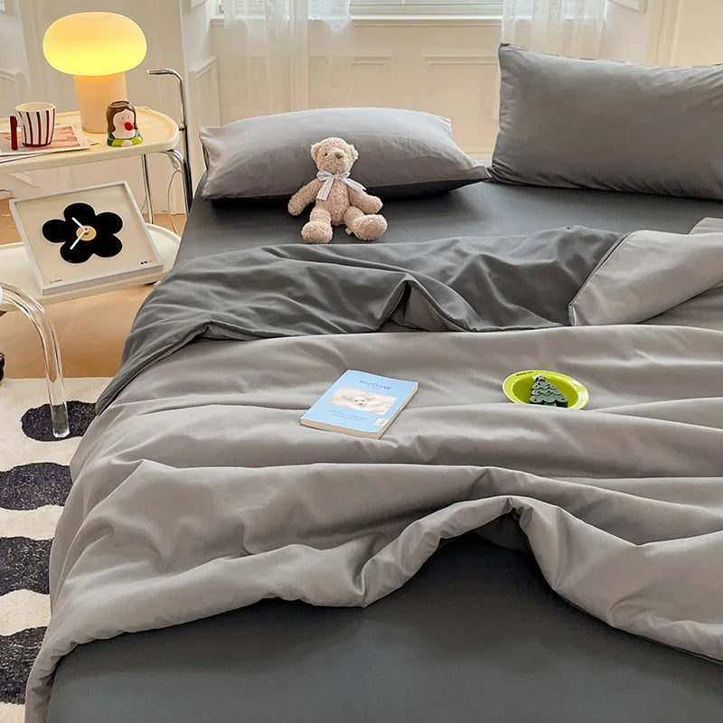 Afralia™ Solid-Color Quilted Bedding Set: Dual Purpose Summer Quilt or Duvet Cover