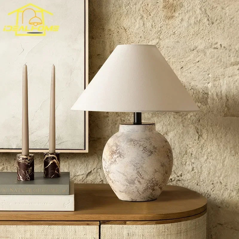 Afralia™ Ceramic LED Table Lamp: Vintage Handmade Zen Art Decor for Bedroom, Living Room