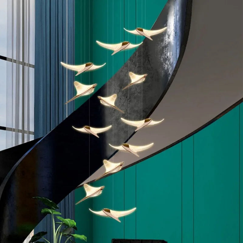 Afralia™ Modern Staircase Branch Chandelier: Luxury LED Indoor Lighting for Home, Hotel, Lobby