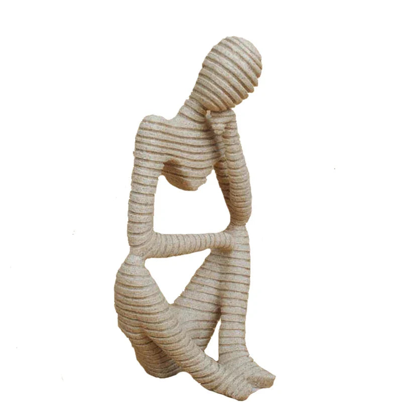 Afralia™ Thinker Statue Sandstone Sculpture Modern Home Office Decor