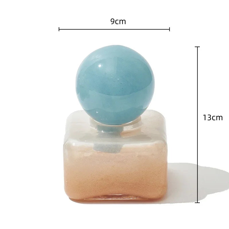 Afralia Geometric Sphere Glass Vase with Lid, Desktop Storage Container