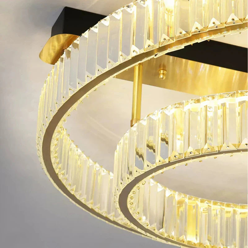 Afralia™ Gold Crystal Copper Ceiling Lamps LED Modern Home Room Decor Lighting