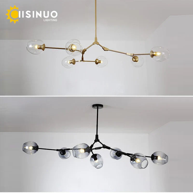 Afralia™ Molecular Design Glass Chandelier Ceiling Pendant for Luxury Living & Dining Rooms